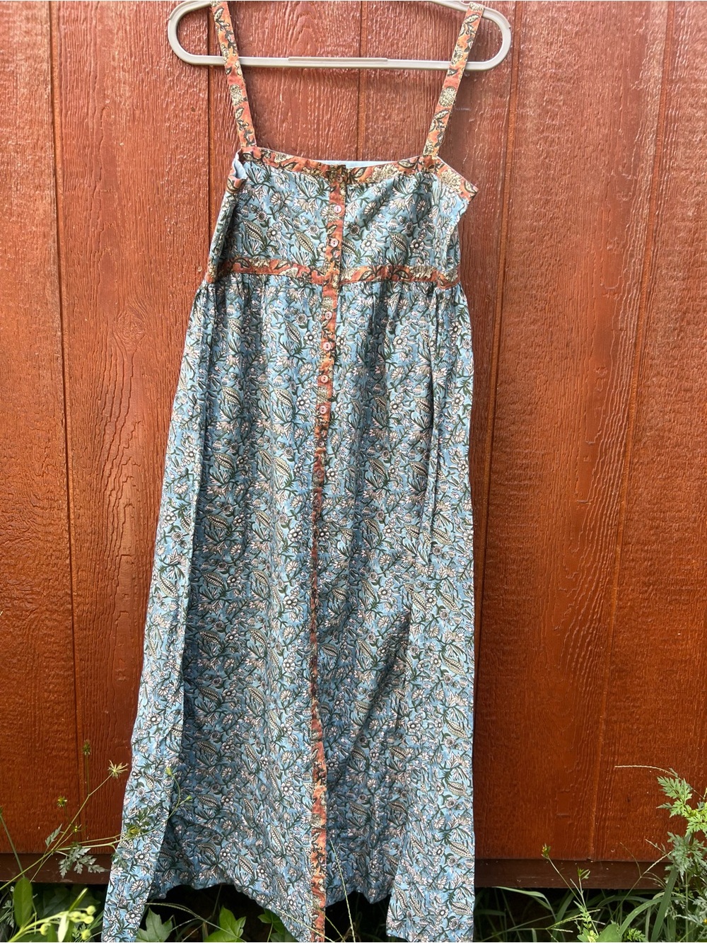 NATURAL LIFE Blue Floral Maxi Dress with Rust Trim - Picture 4 of 6